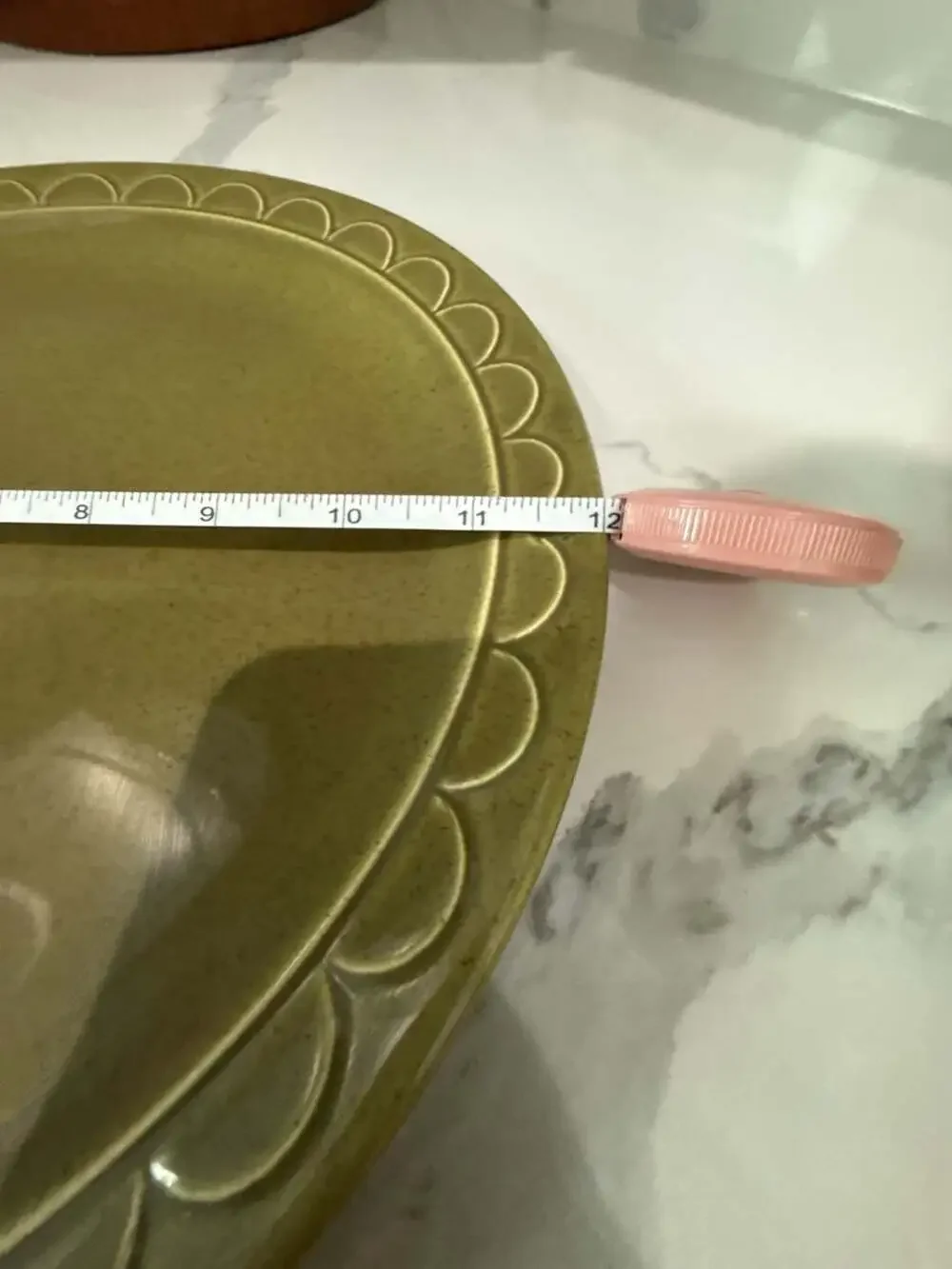 Vintage Sheffield Granada Avocado Green Stoneware 12-Inch Serving Platter